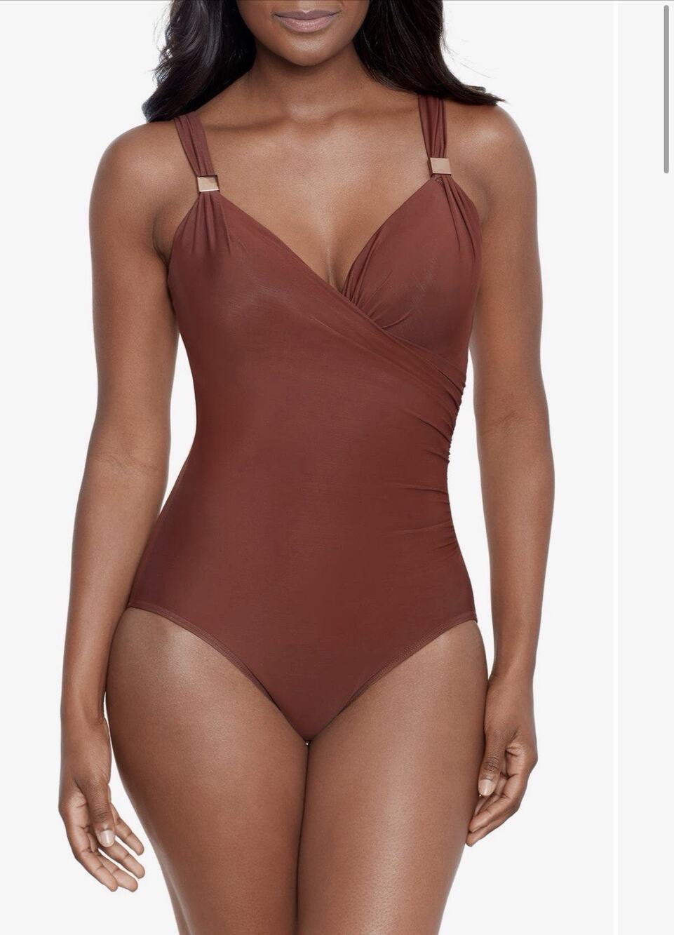 NWT Miraclesuit Black Razzle Dazzle Siren One Piece Swimsuit •14• Brown $190